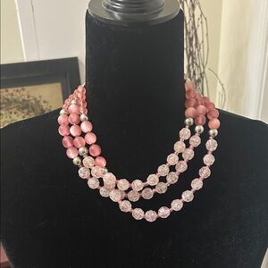 Pink Beaded Statement Necklace 💞